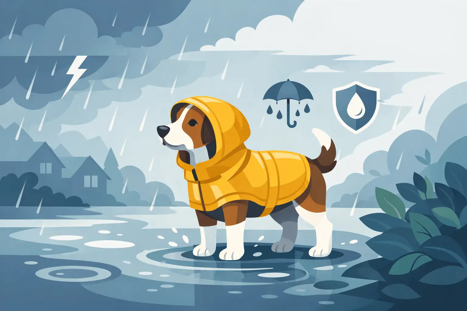 Caso lluvia intensa con chaqueta para perros