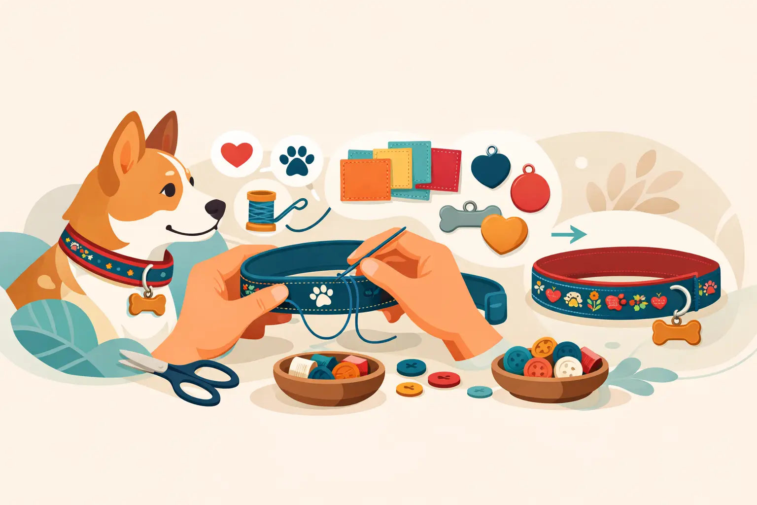 Cómo personalizar un collar bordado para perro
